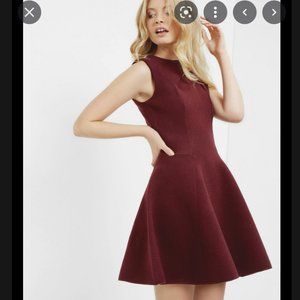 Ted Baker Azelia ALine Skater Maroon Burgundy Dress size 1 nwot